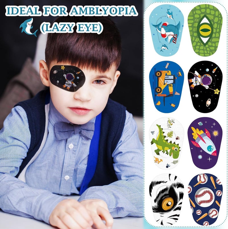 Siifert 48 Pcs Latex Free Adhesive Eye Patches for Kids Latex Free Disposable Cute Adhesive Bandages for Amblyopia Light Blocking Lazy Eye Toddler Boys Girls, 8 Styles - Image 5